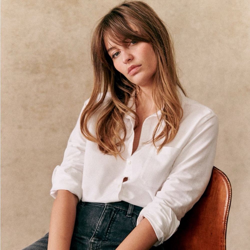Sézane White TOMBOY shirt in size 34 (U.S. size 2)
